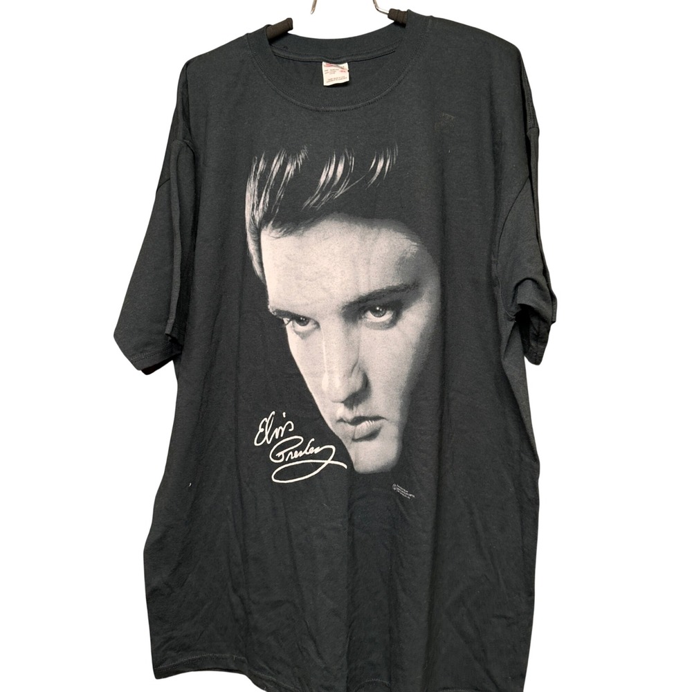 Elvis Presley Vintage 2001 Anvil Graphic T-Shirt Mens 2XL Black Rock n Roll King